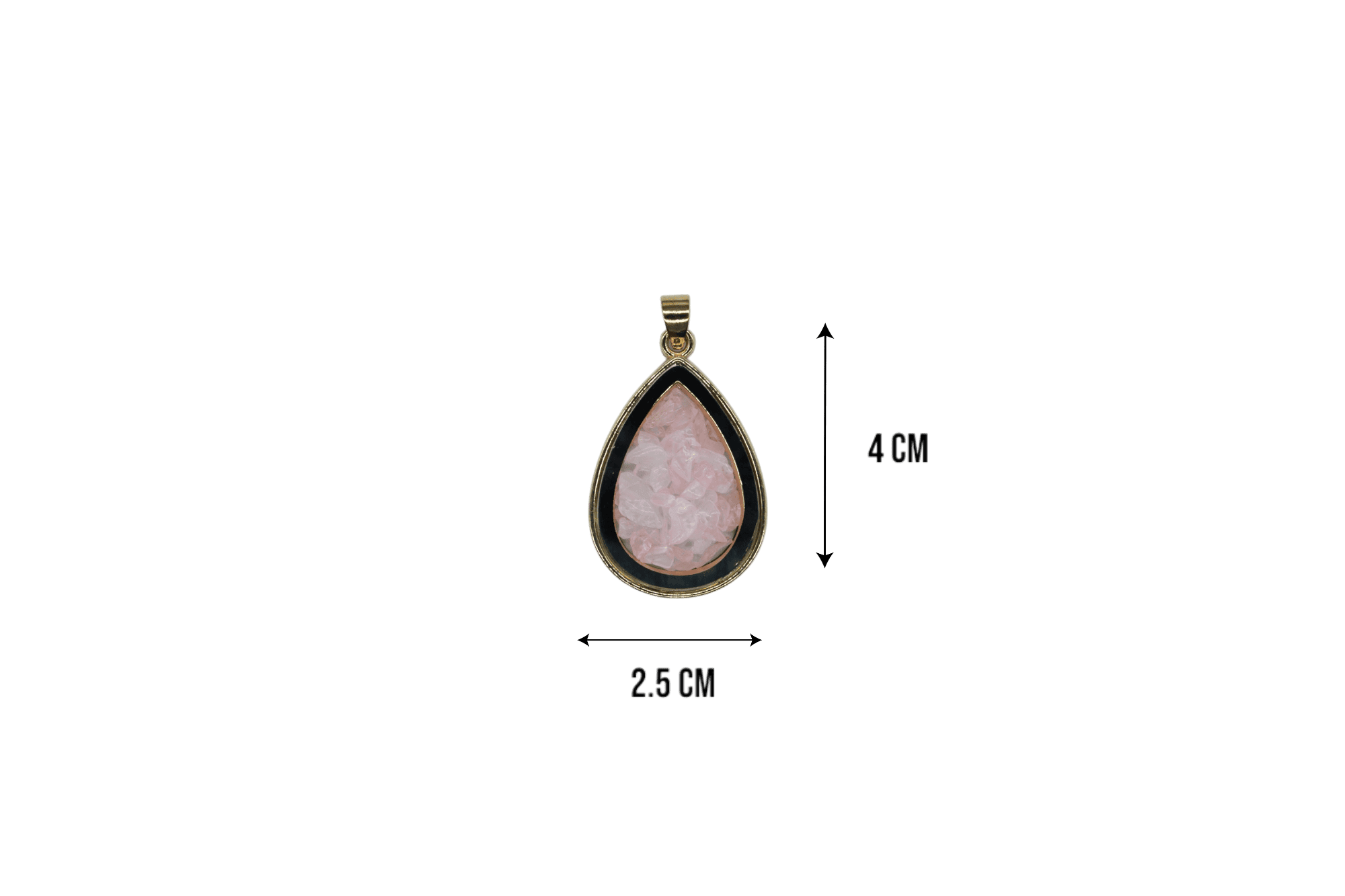Dije de cuarzo rosa encapsulado en forma de gota - Imagen 2
