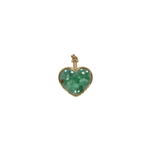 Dije de cuarzo verde encapsulado en forma de corazón