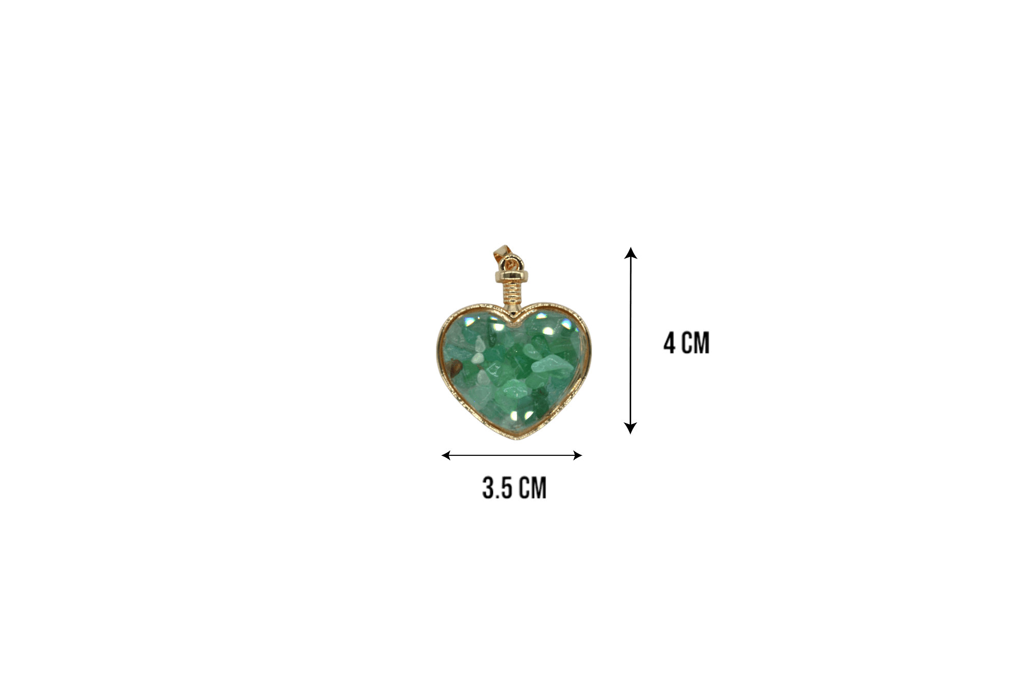 Dije de cuarzo verde encapsulado en forma de corazón - Imagen 2