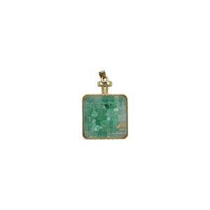 Dije de cuarzo verde encapsulado en forma de cubo