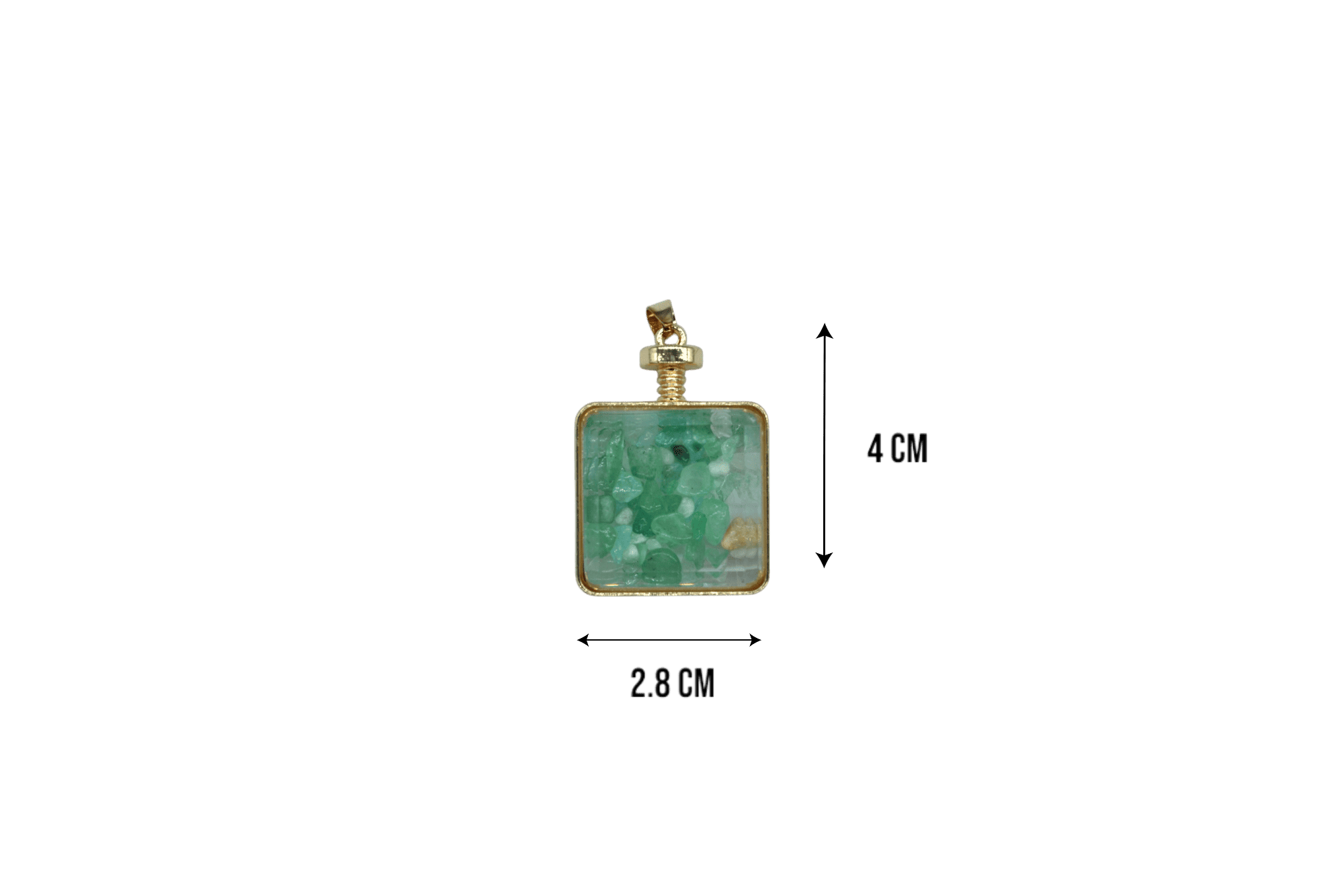 Dije de cuarzo verde encapsulado en forma de cubo - Imagen 2
