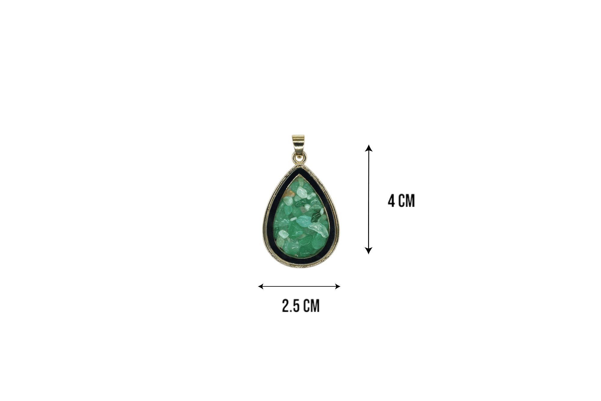 Dije de cuarzo verde encapsulado en forma de gota - Imagen 2