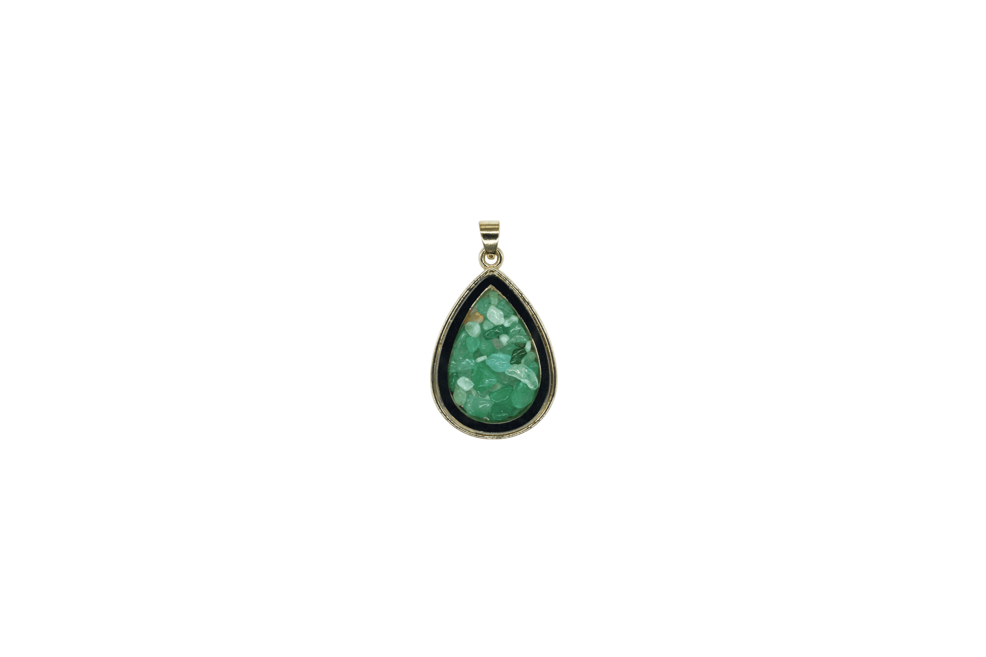 Dije de cuarzo verde encapsulado en forma de gota