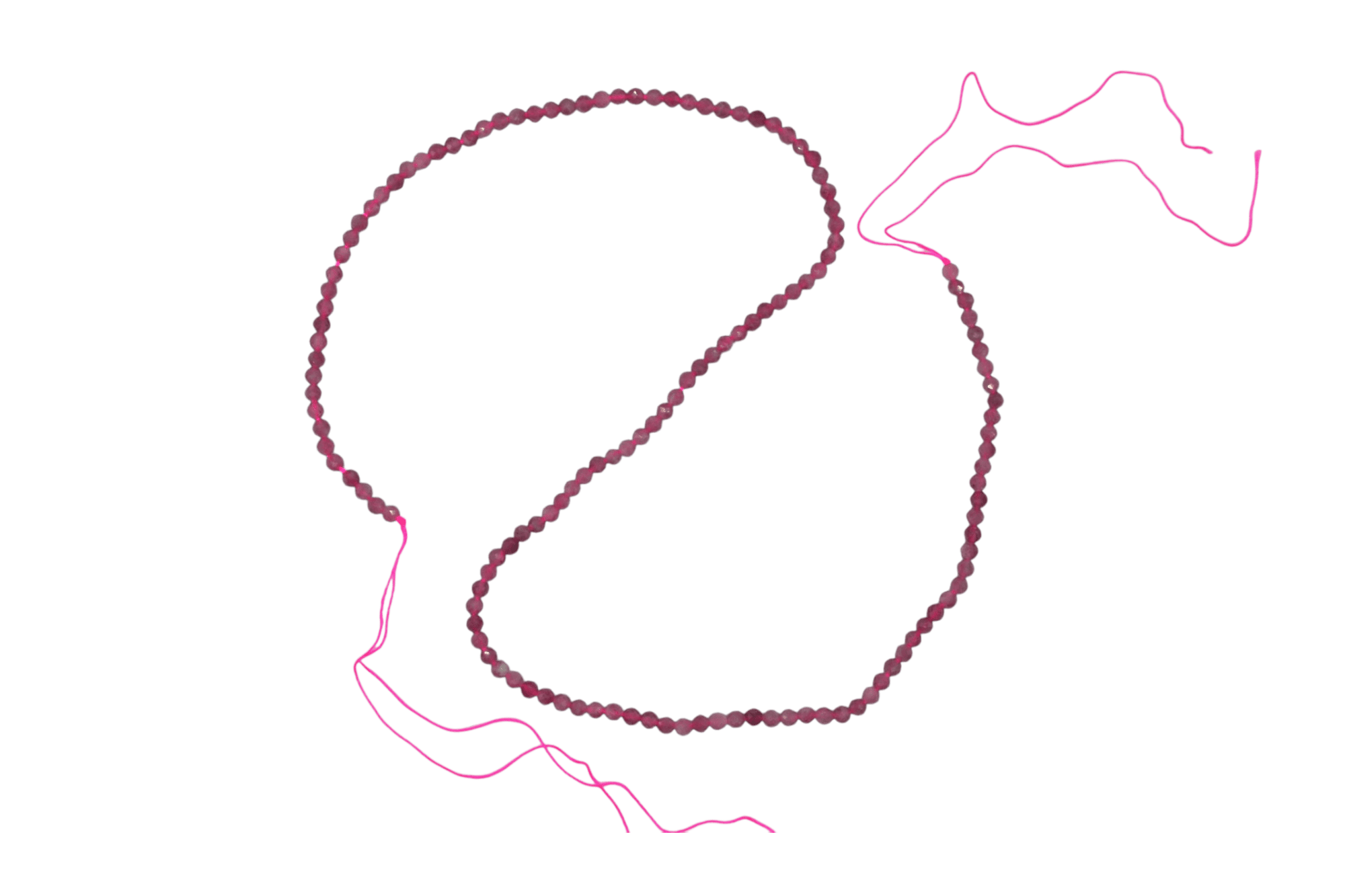 Tira de piedra turmalina rosa en forma de esfera facetada de 3mm - Imagen 2