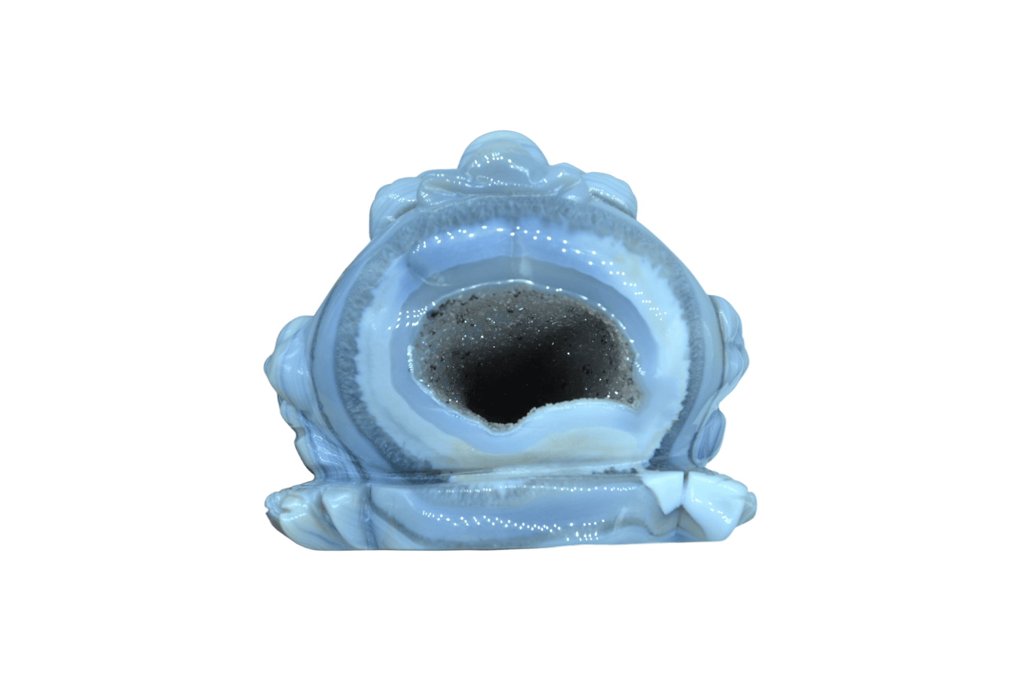 Sapo de piedra amatista pulida con drusa natural - Imagen 5