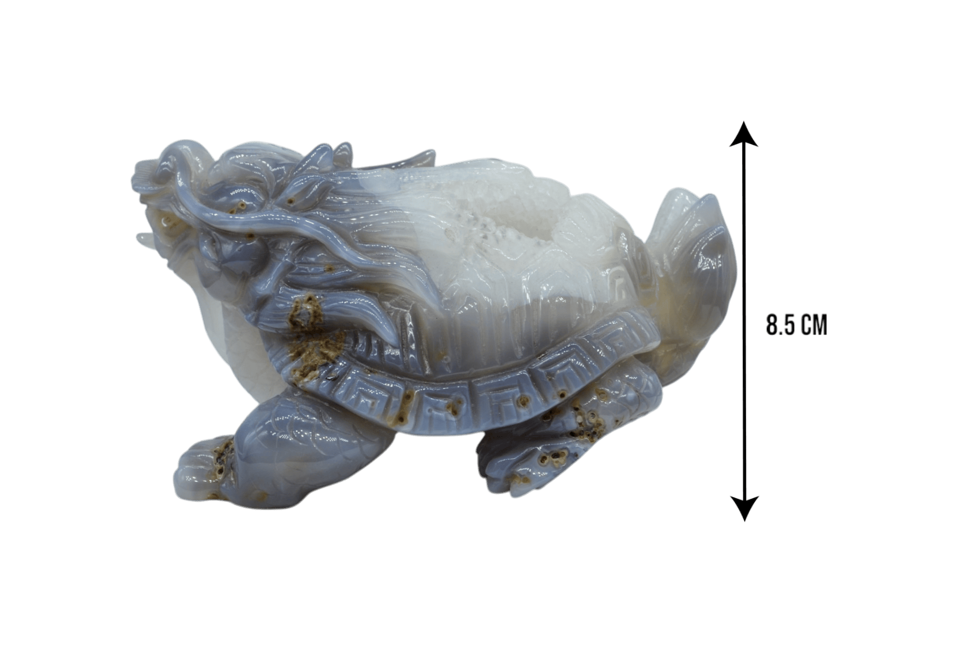 Tortuga dragón de piedra amatista pulida con drusa natural - Imagen 3