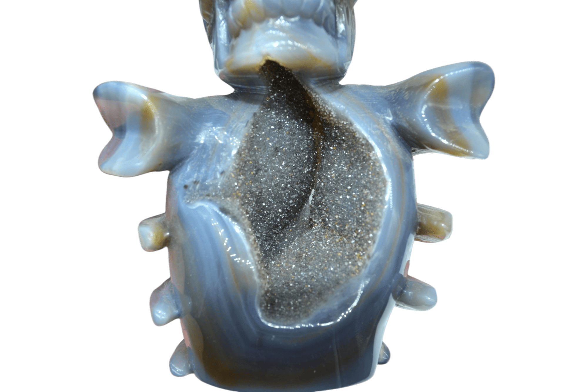 Calavera de piedra amatista pulida con drusa natural - Imagen 5