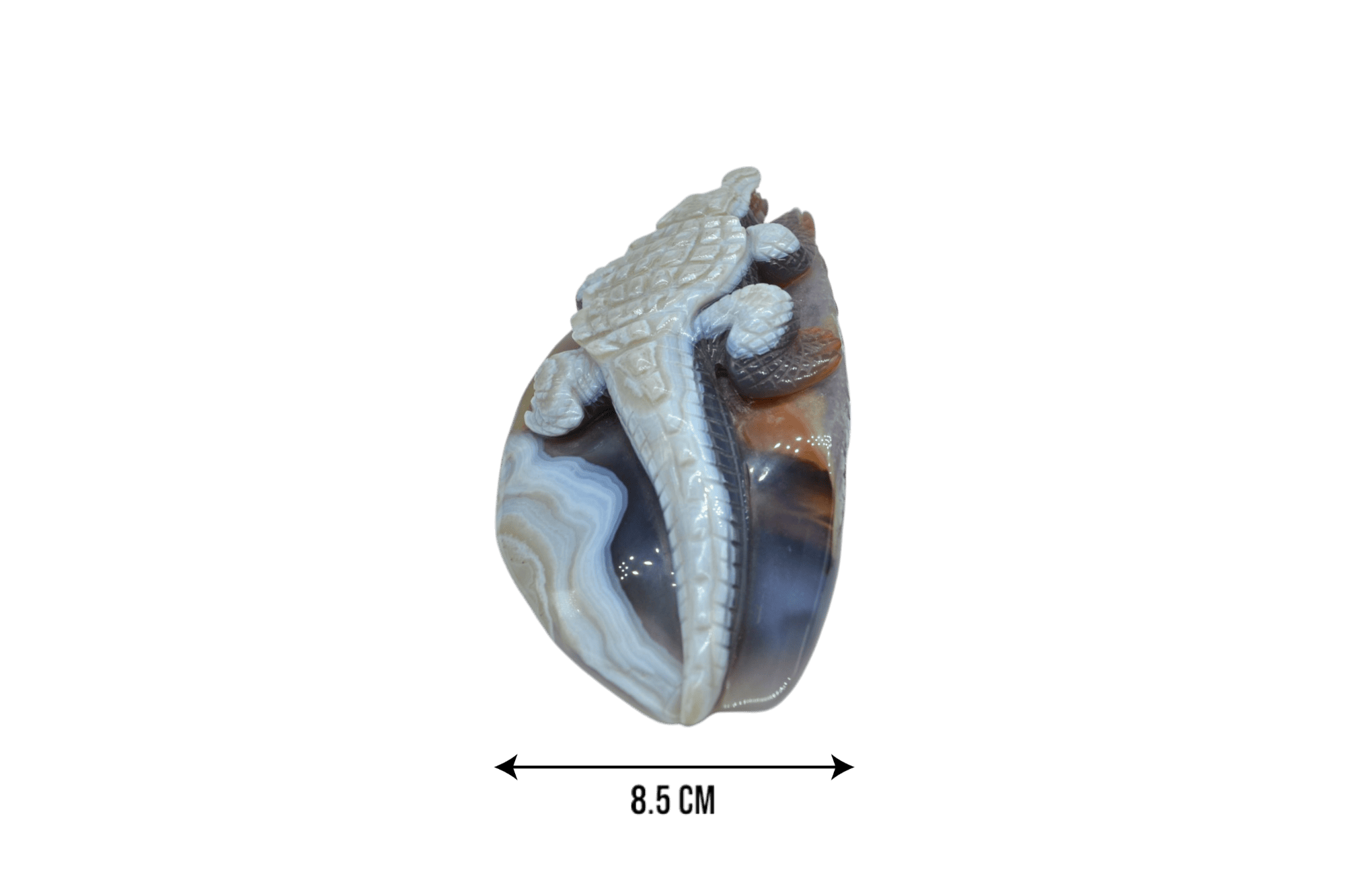 Caimán de piedra amatista pulida con drusa natural - Imagen 2