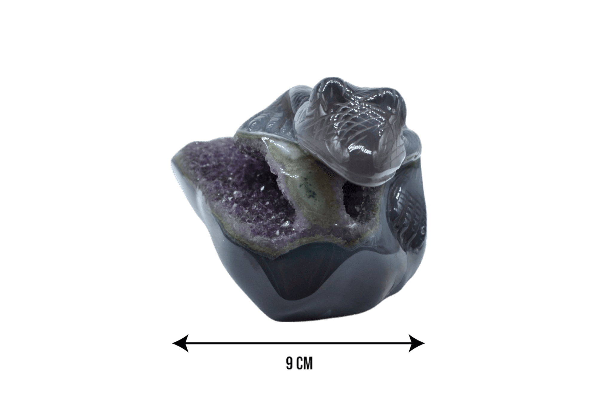 Lagartija de piedra amatista pulida con drusa natural - Imagen 2