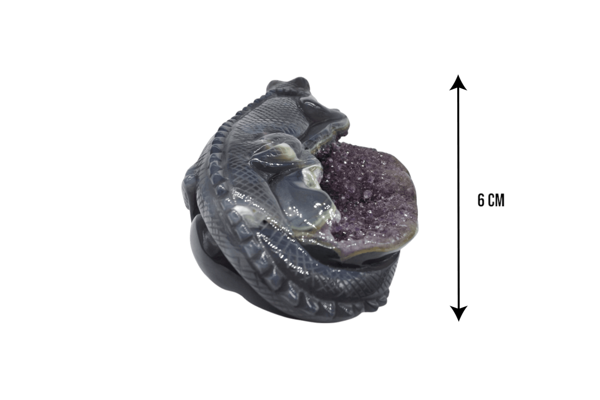 Lagartija de piedra amatista pulida con drusa natural - Imagen 4