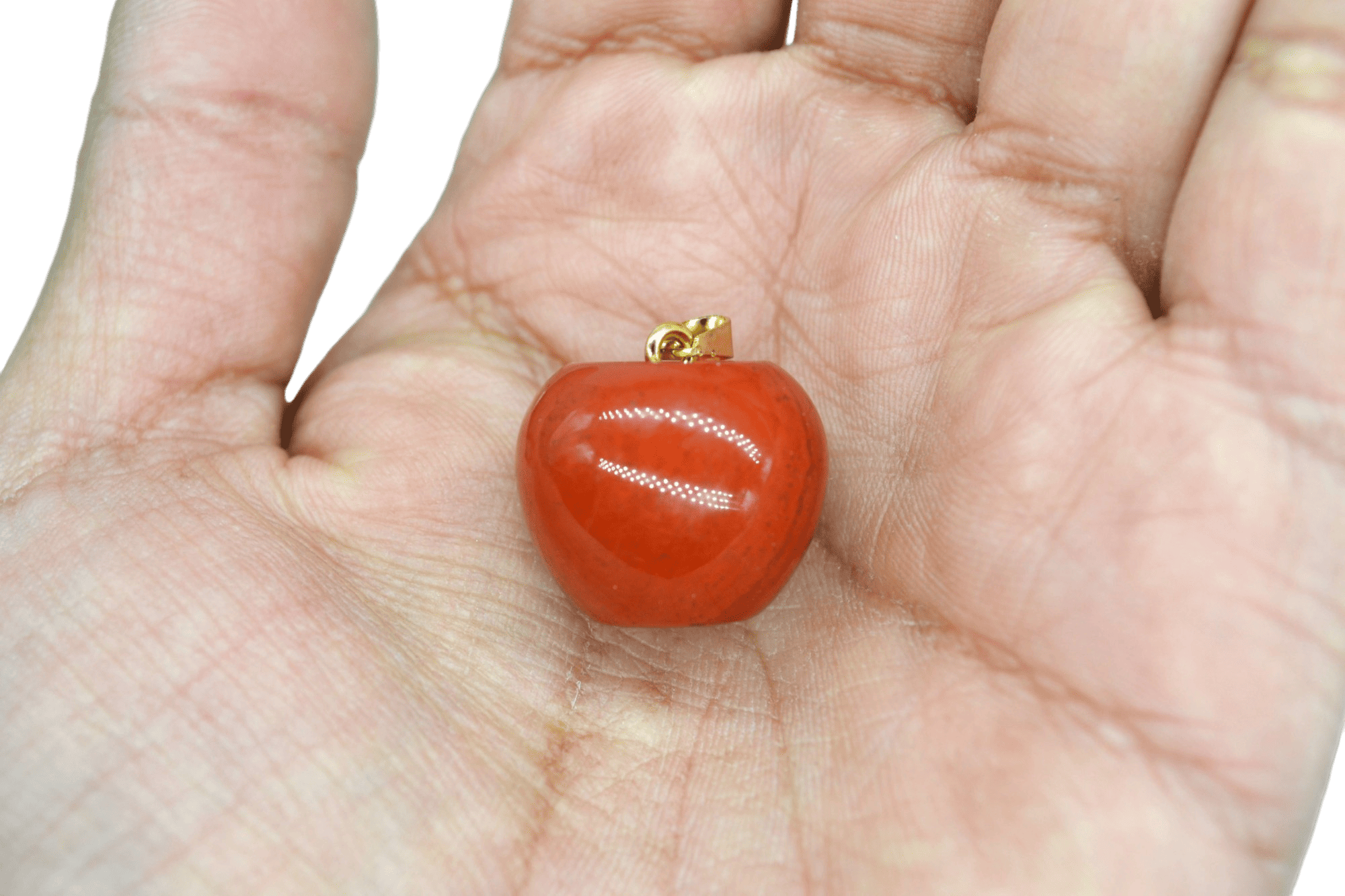Dije de piedra jaspe rojo en forma de manzana - Imagen 2