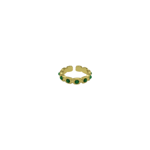 Anillo ajustable de piedra jade verde diseño de cuentas pequeñas
