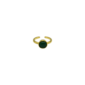 Anillo ajustable de piedra jade verde diseño de una cuenta de piedra