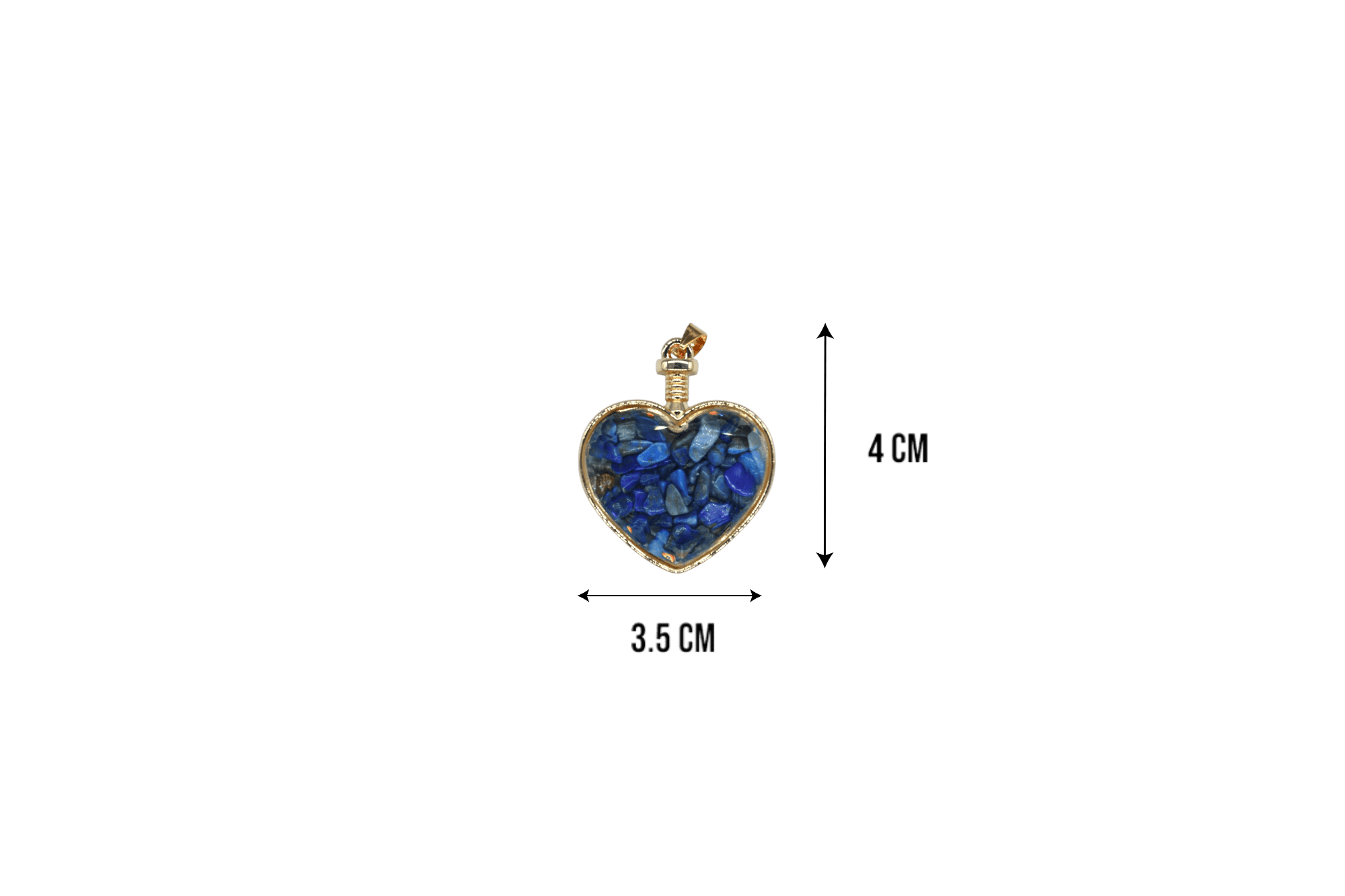 Dije de piedra lapislázuli encapsulado en forma de corazón - Imagen 2
