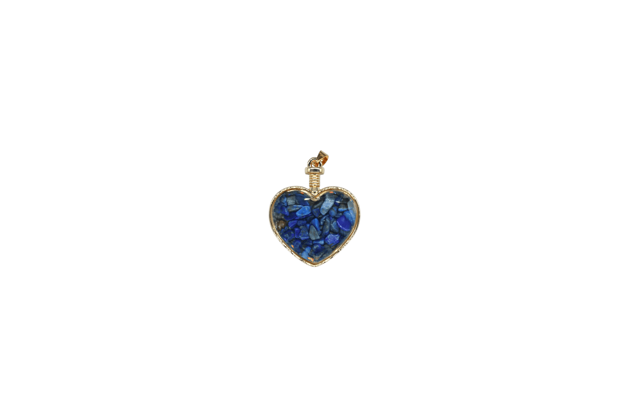 Dije de piedra lapislázuli encapsulado en forma de corazón