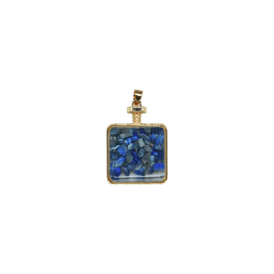 Dije de piedra lapislázuli encapsulado en forma de cubo