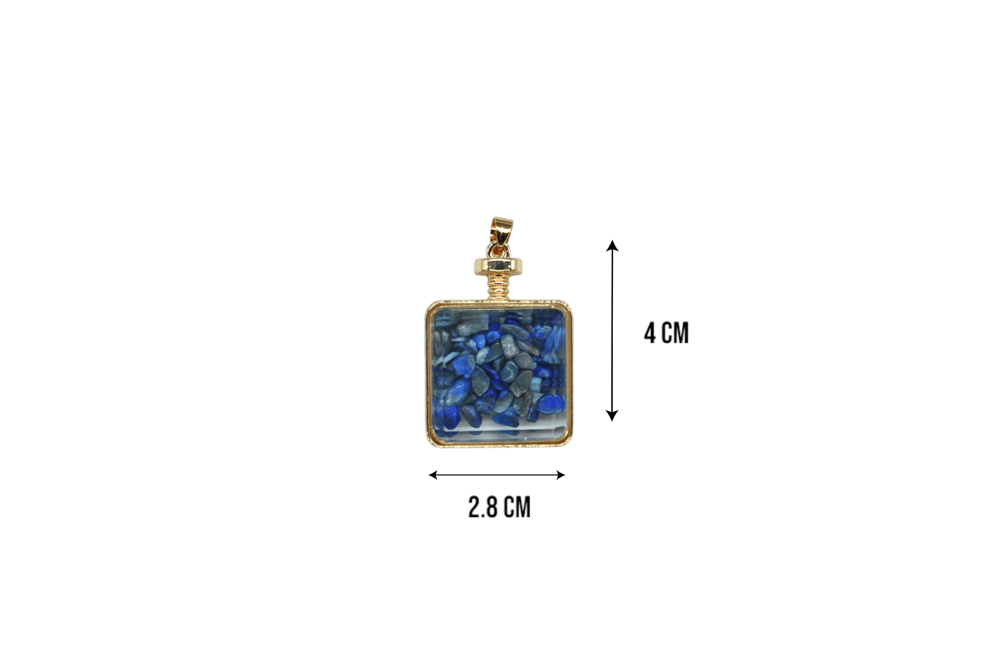 Dije de piedra lapislázuli encapsulado en forma de cubo - Imagen 2