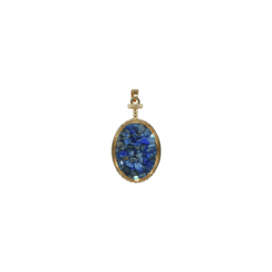 Dije de piedra lapislázuli encapsulado en forma oval