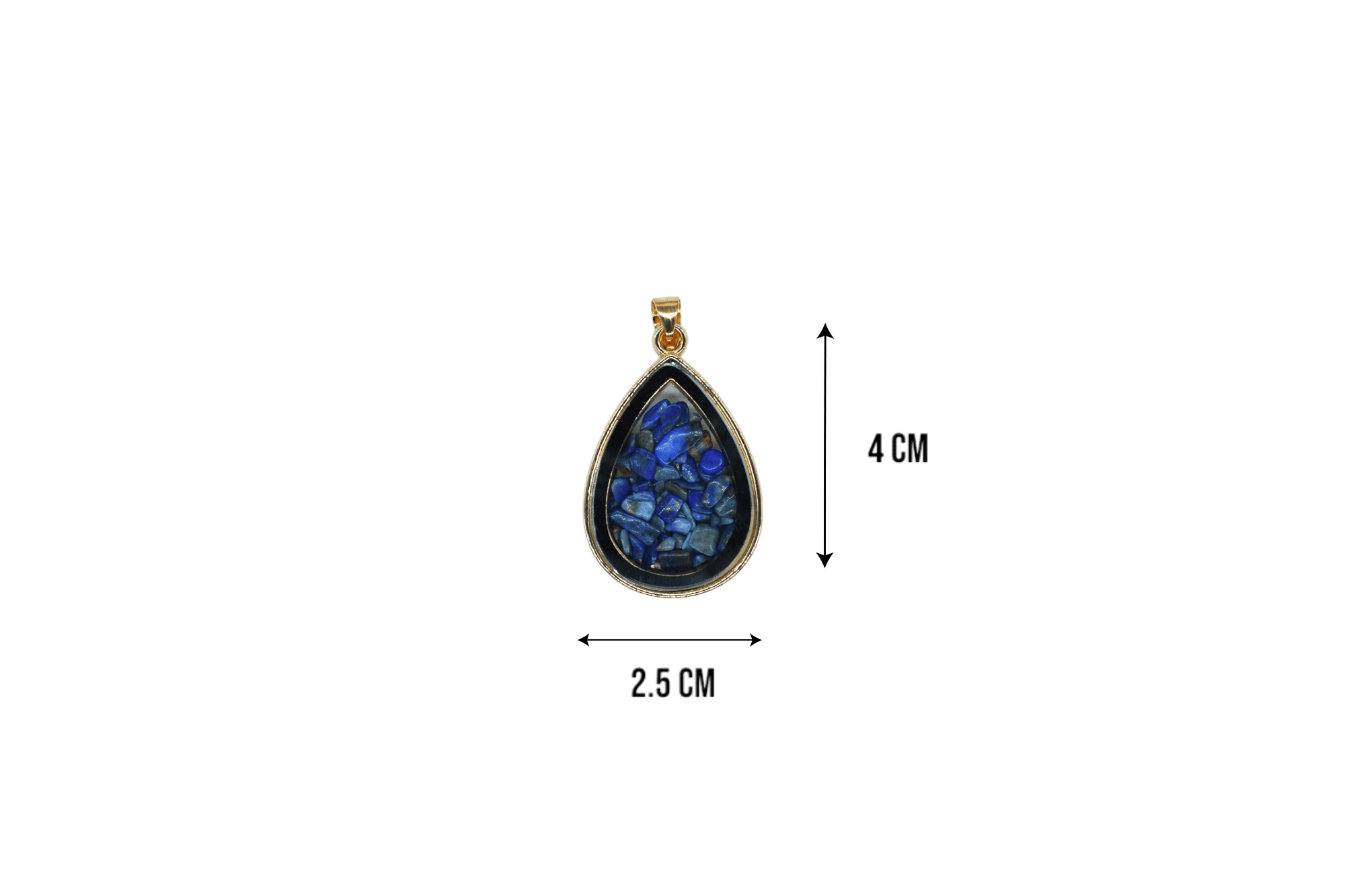 Dije de piedra lapislázuli encapsulado en forma de gota - Imagen 2