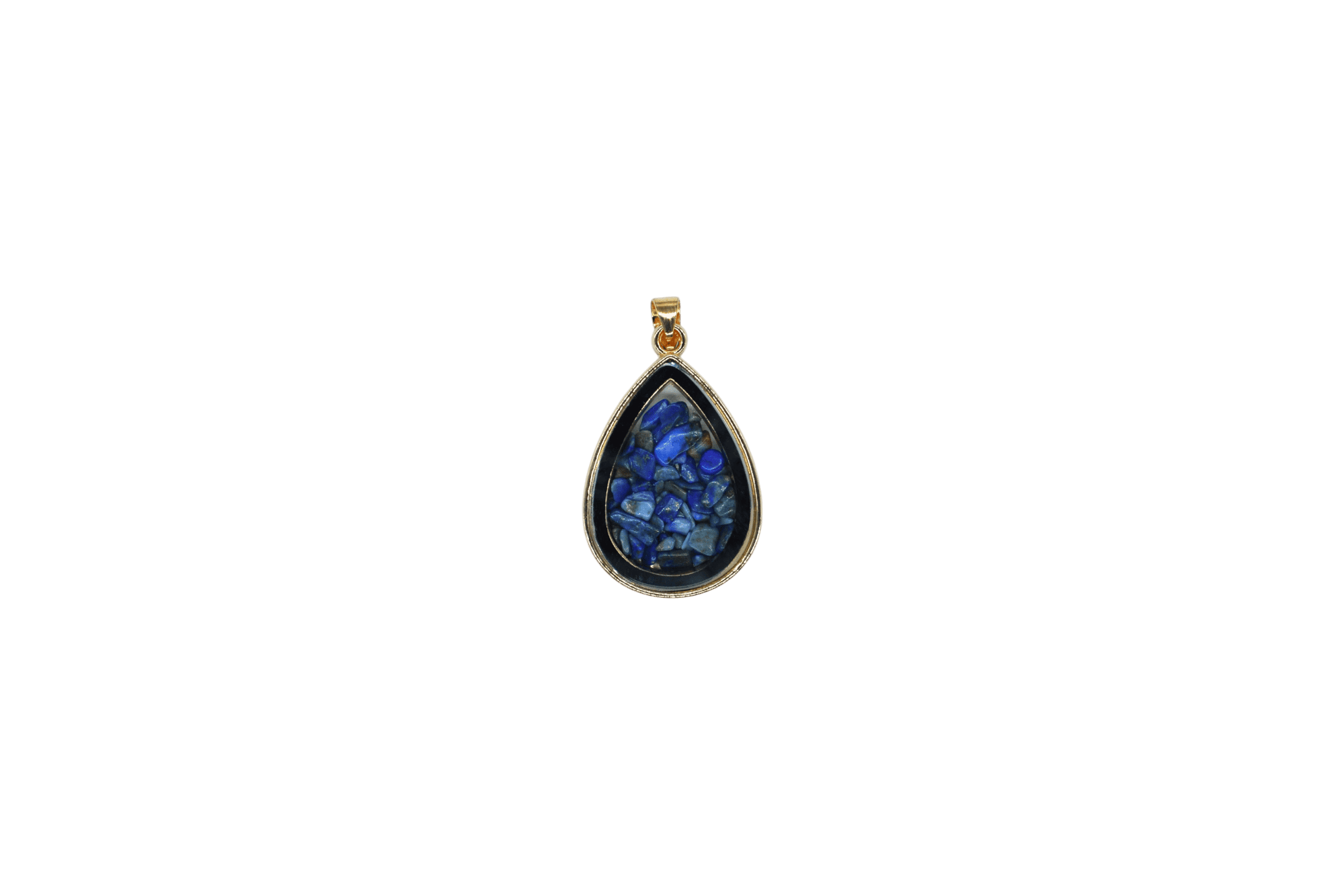 Dije de piedra lapislázuli encapsulado en forma de gota