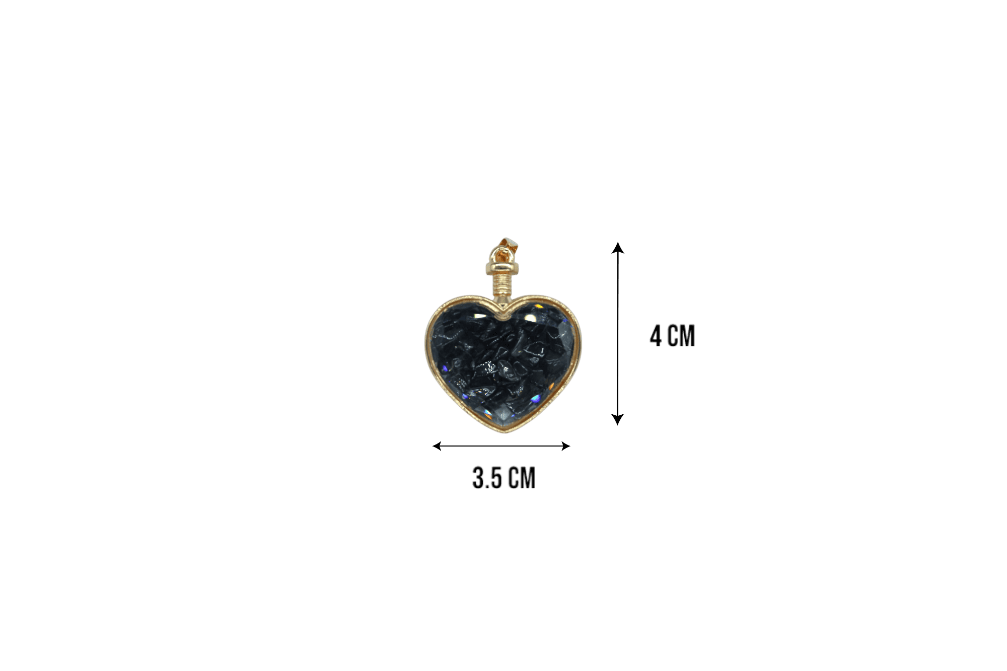 Dije de piedra obsidiana encapsulado en forma de corazón - Imagen 2