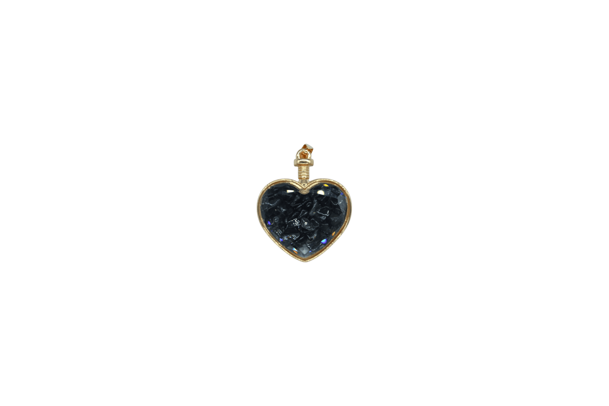 Dije de piedra obsidiana encapsulado en forma de corazón