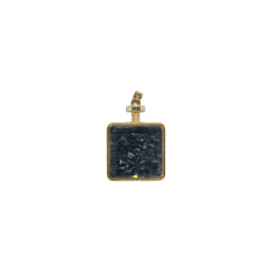 Dije de piedra obsidiana encapsulado en forma de cubo