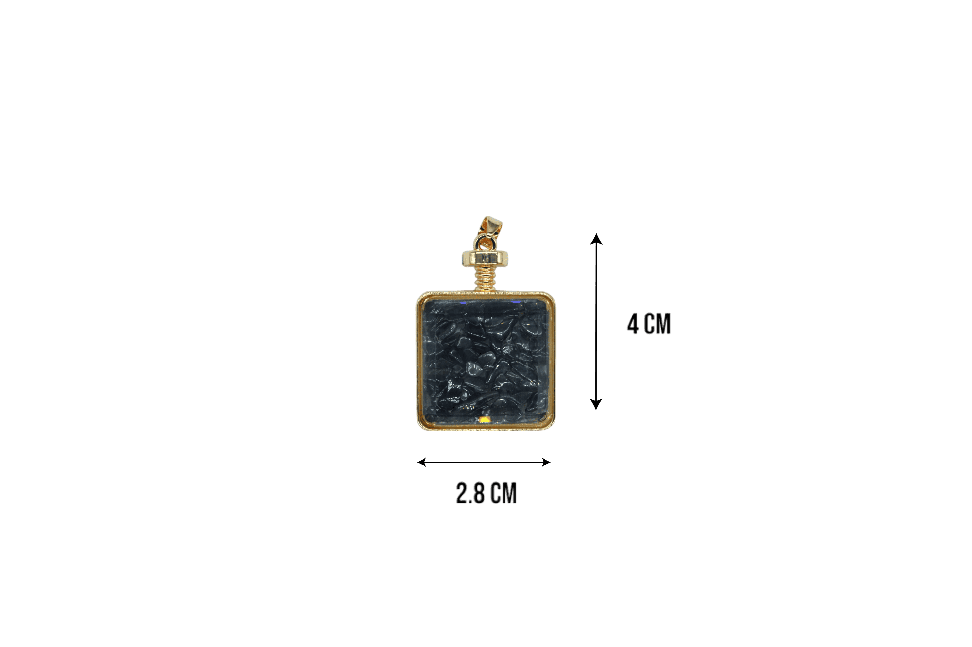 Dije de piedra obsidiana encapsulado en forma de cubo - Imagen 2