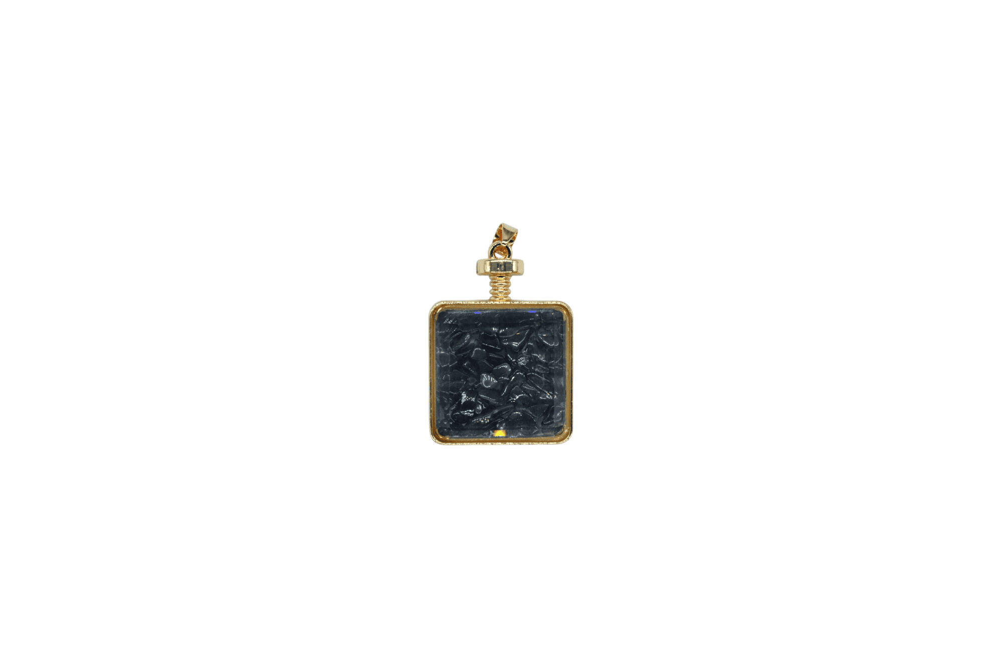 Dije de piedra obsidiana encapsulado en forma de cubo