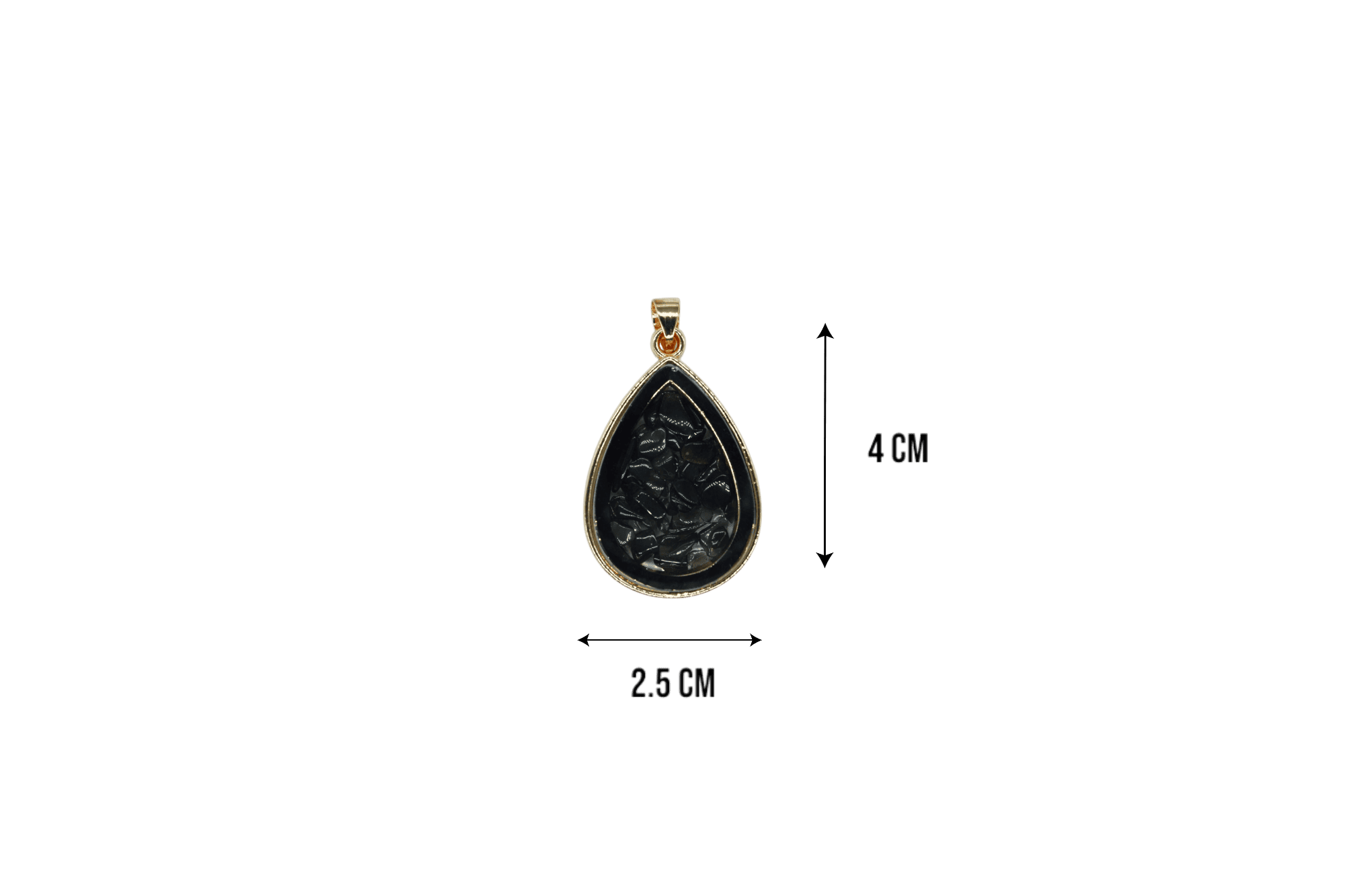 Dije de piedra obsidiana encapsulado en forma de gota - Imagen 2