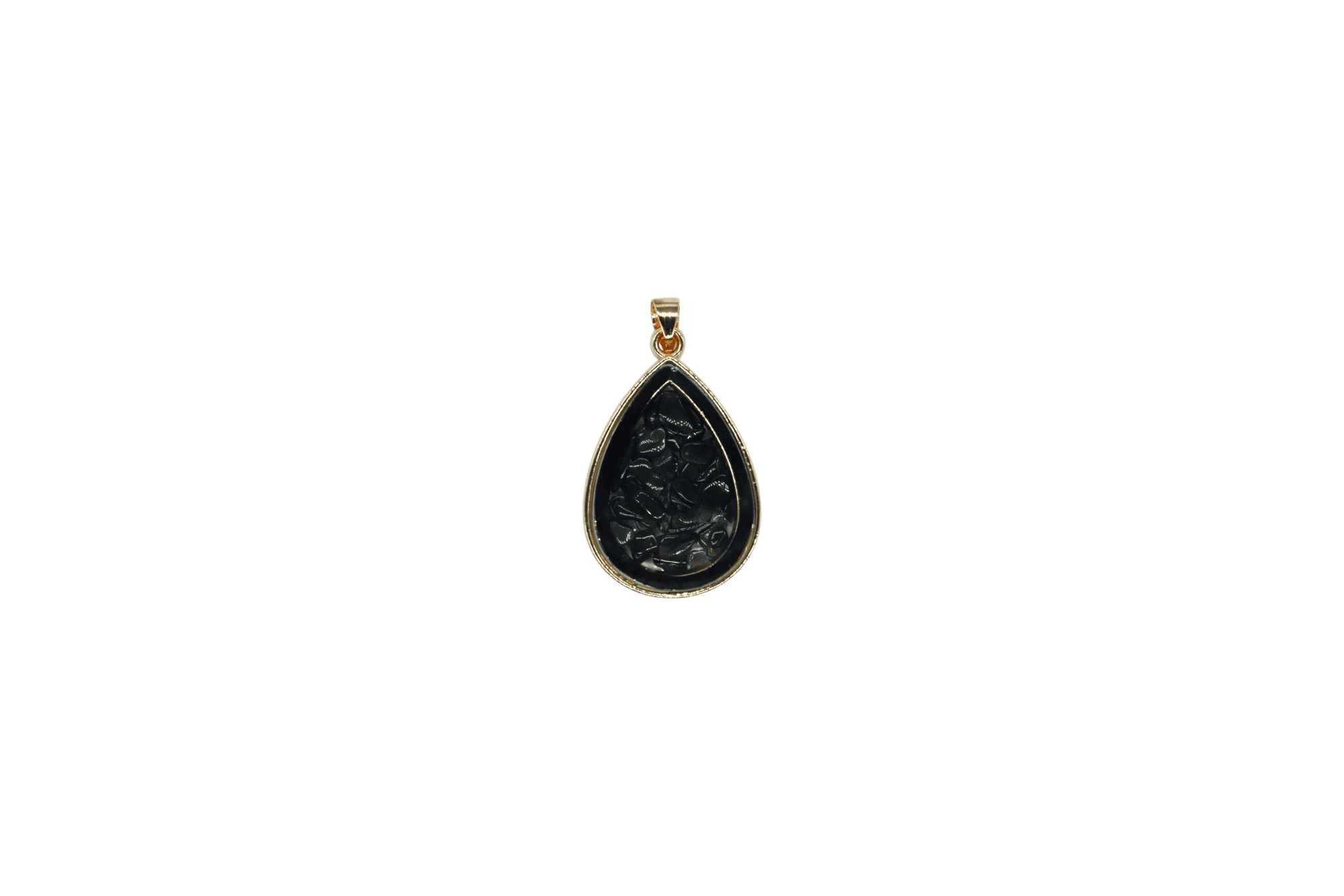 Dije de piedra obsidiana encapsulado en forma de gota