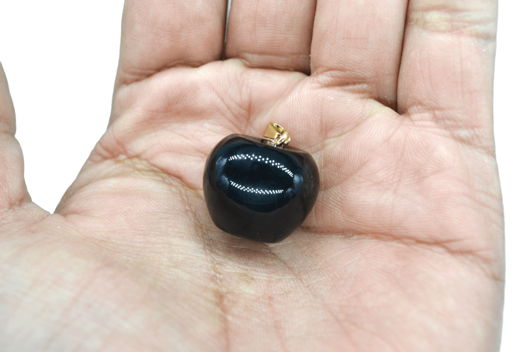 Dije de piedra obsidiana en forma de manzana - Imagen 2