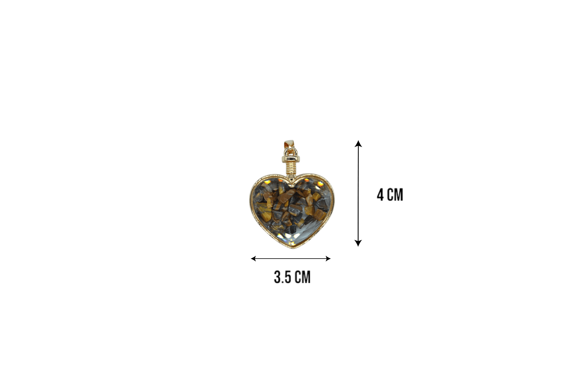 Dije de piedra ojo de tigre encapsulado en forma de corazón - Imagen 2