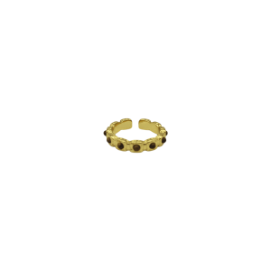 Anillo ajustable de piedra ojo de tigre diseño de cuentas pequeñas