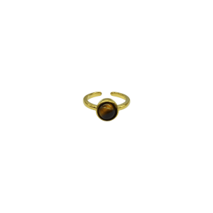 Anillo ajustable de piedra ojo de tigre diseño de una cuenta de piedra