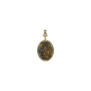 Dije de piedra ojo de tigre encapsulado en forma oval