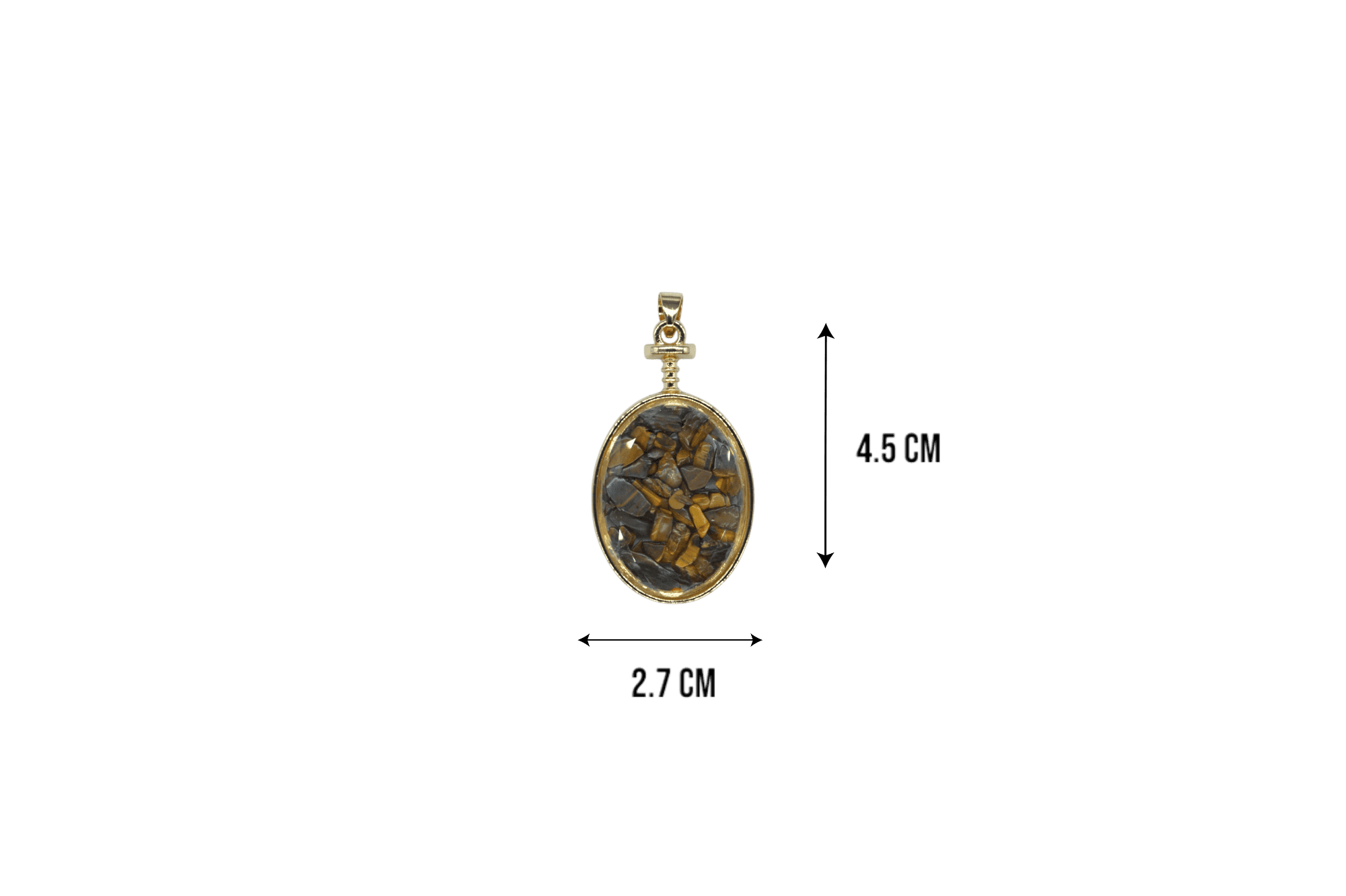 Dije de piedra ojo de tigre encapsulado en forma oval - Imagen 2