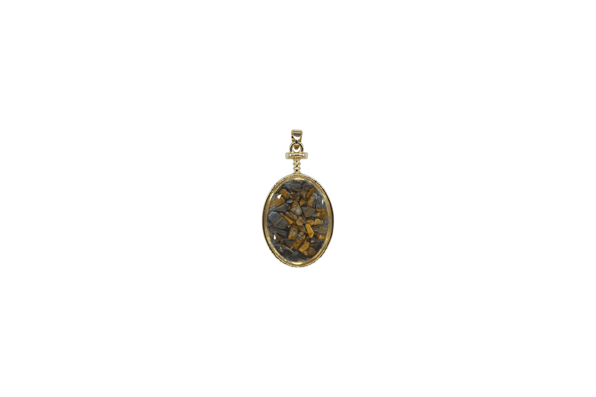 Dije de piedra ojo de tigre encapsulado en forma oval