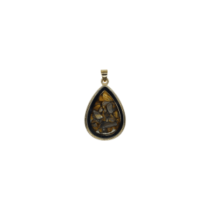 Dije de piedra ojo de tigre encapsulado en forma de gota