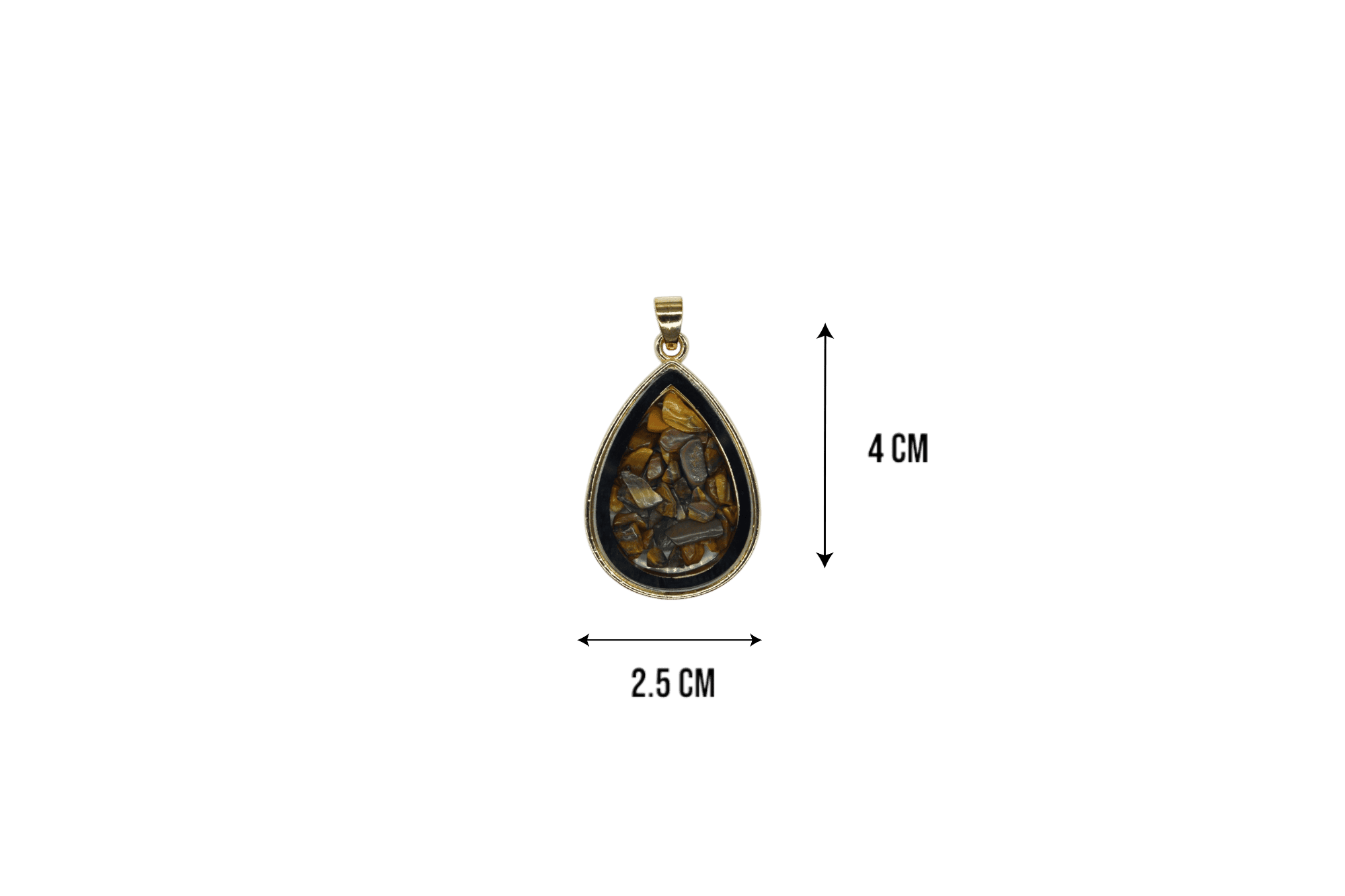 Dije de piedra ojo de tigre encapsulado en forma de gota - Imagen 2