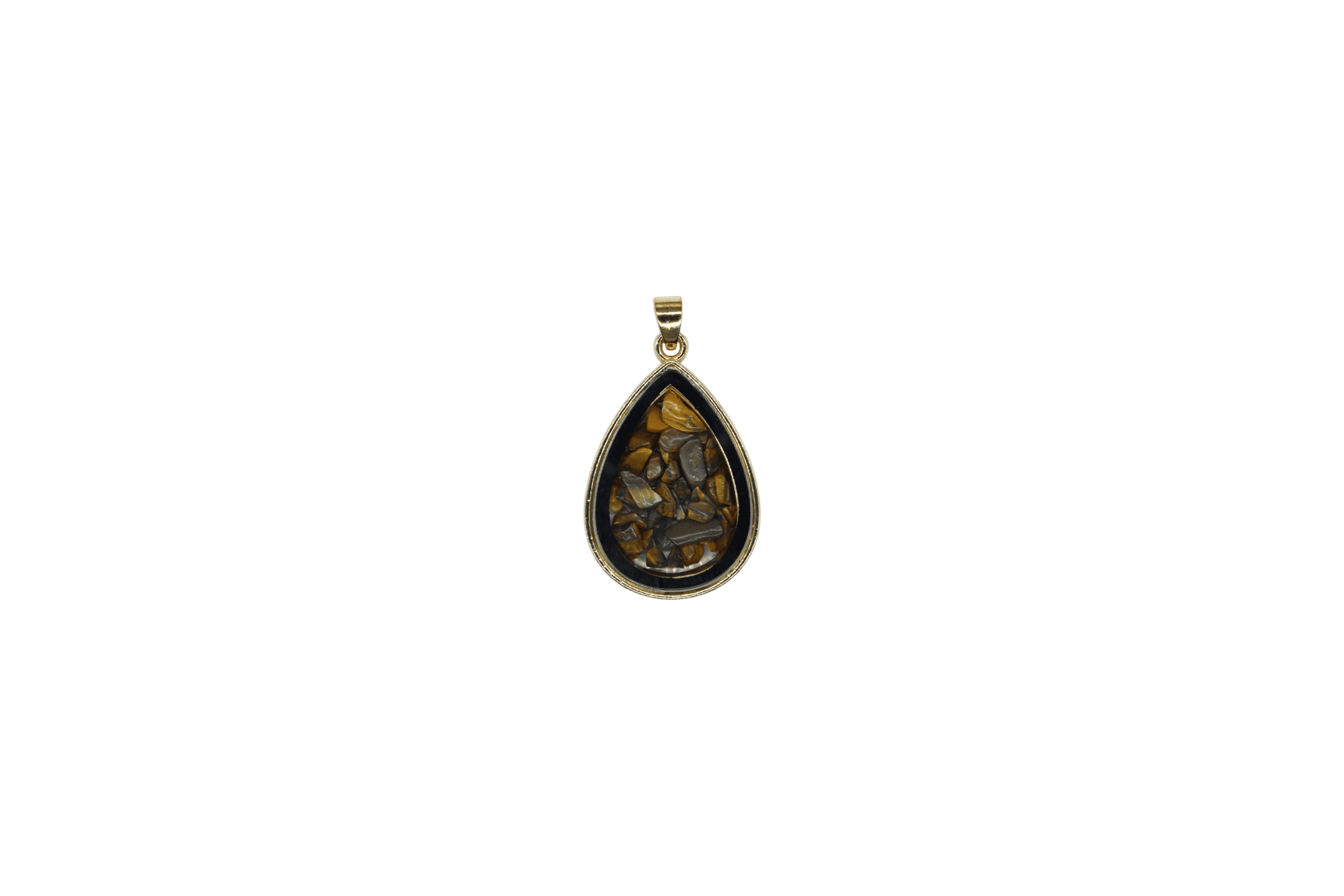 Dije de piedra ojo de tigre encapsulado en forma de gota