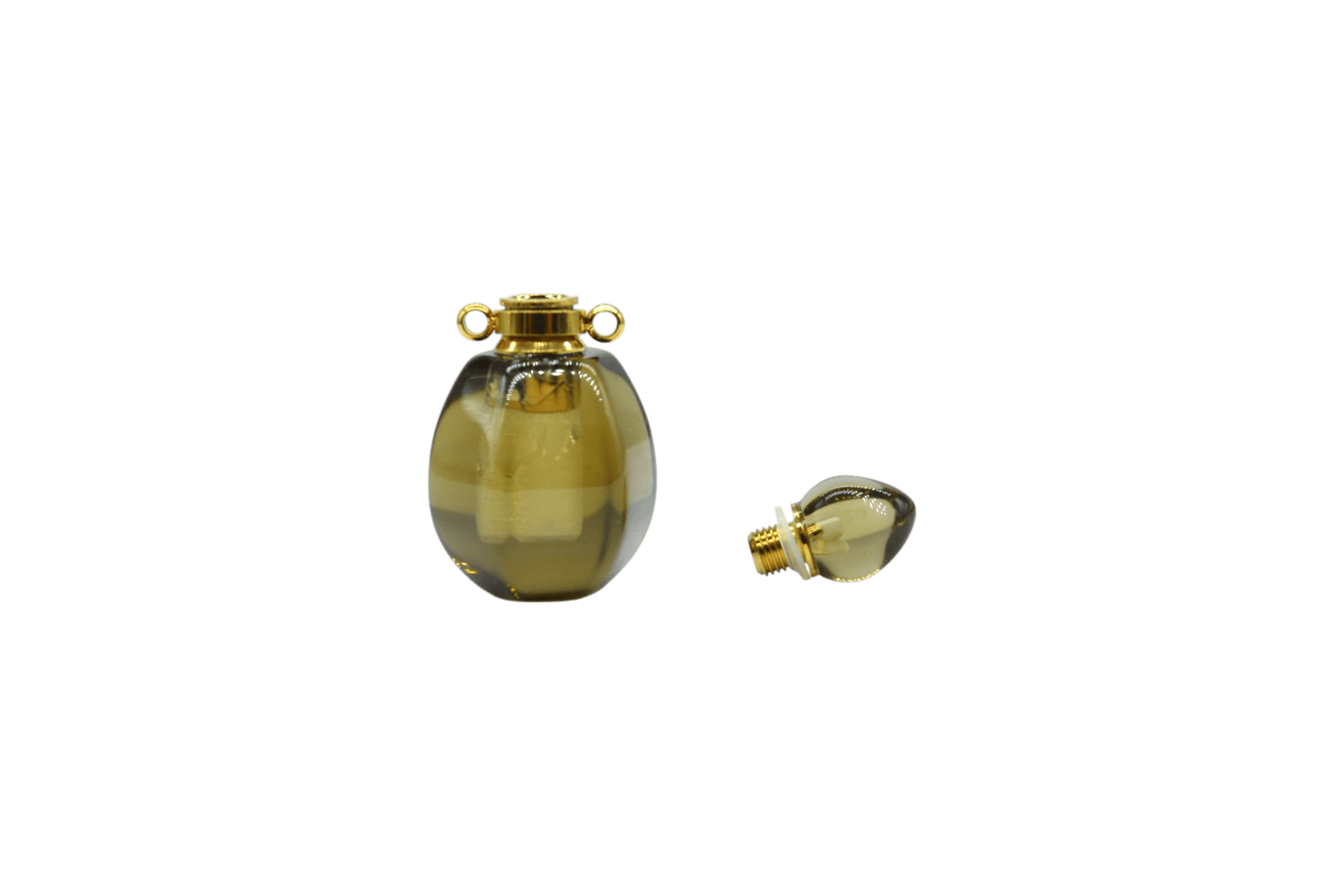 Perfumero de cuarzo ahumado en forma de gota con facetas - Imagen 3