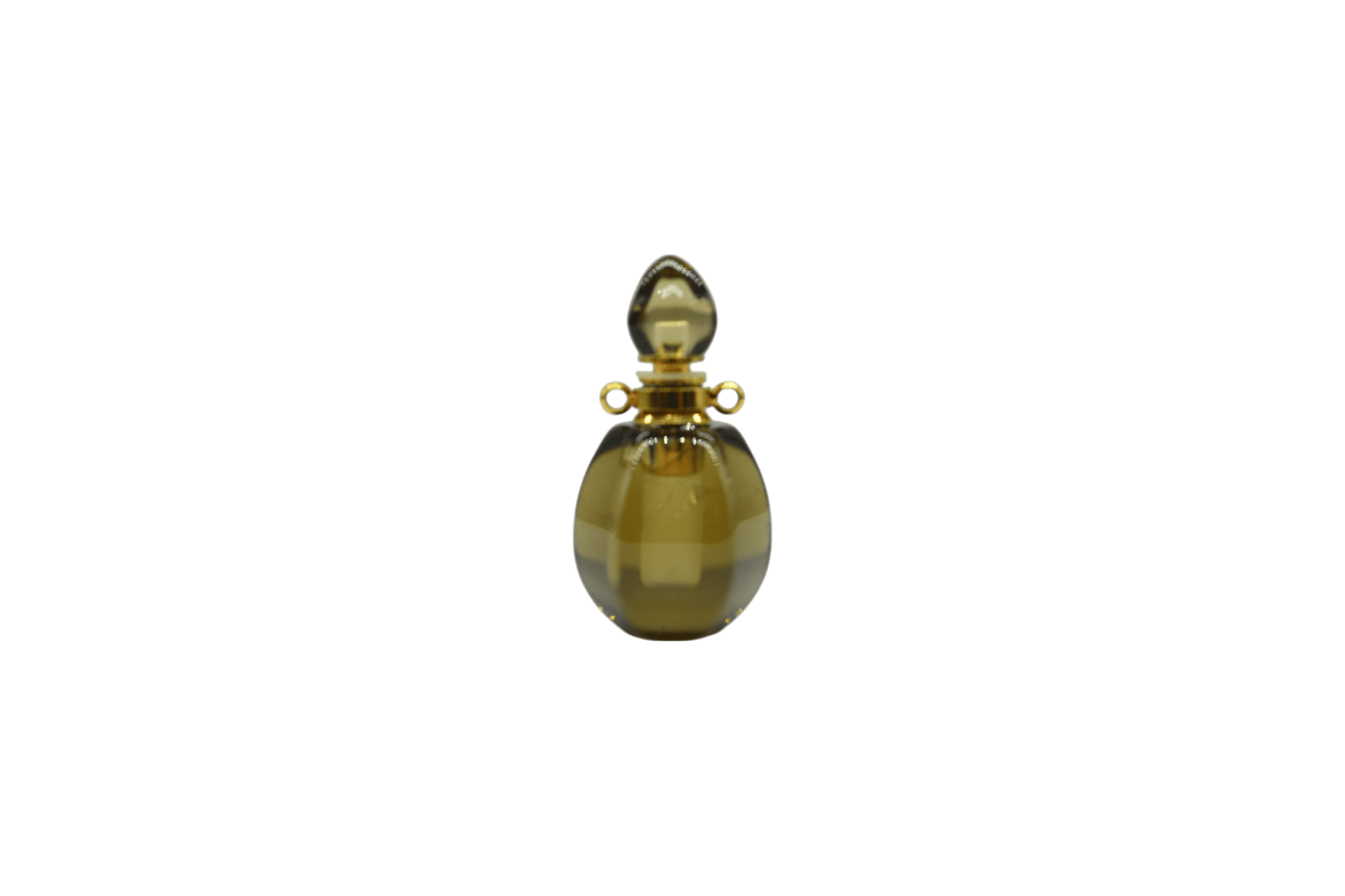 Perfumero de cuarzo ahumado en forma de gota con facetas