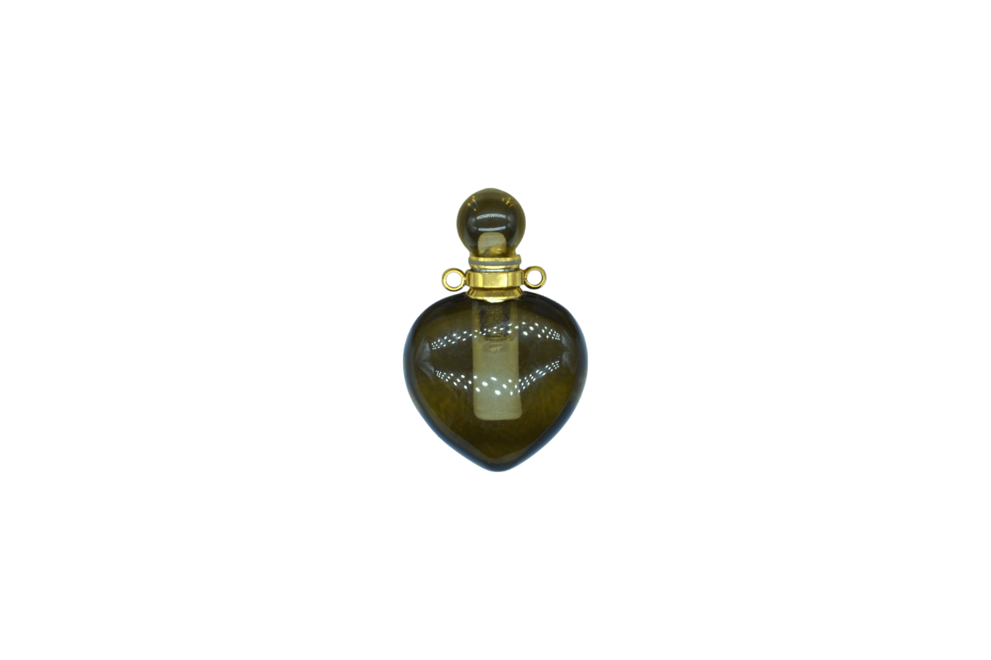 Perfumero de cuarzo ahumado en forma de corazón