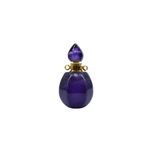 Perfumero de cuarzo amatista en forma de gota con facetas