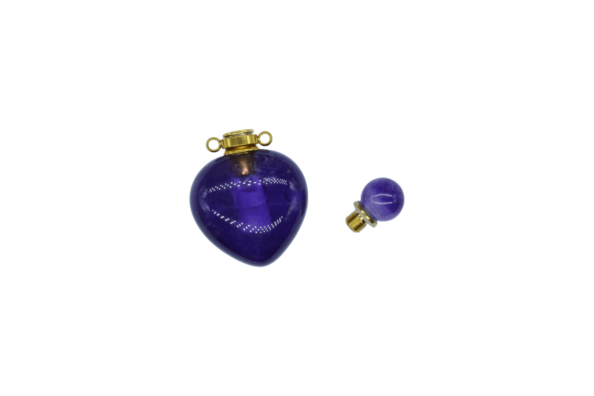 Perfumero de cuarzo amatista en forma de corazón - Imagen 3