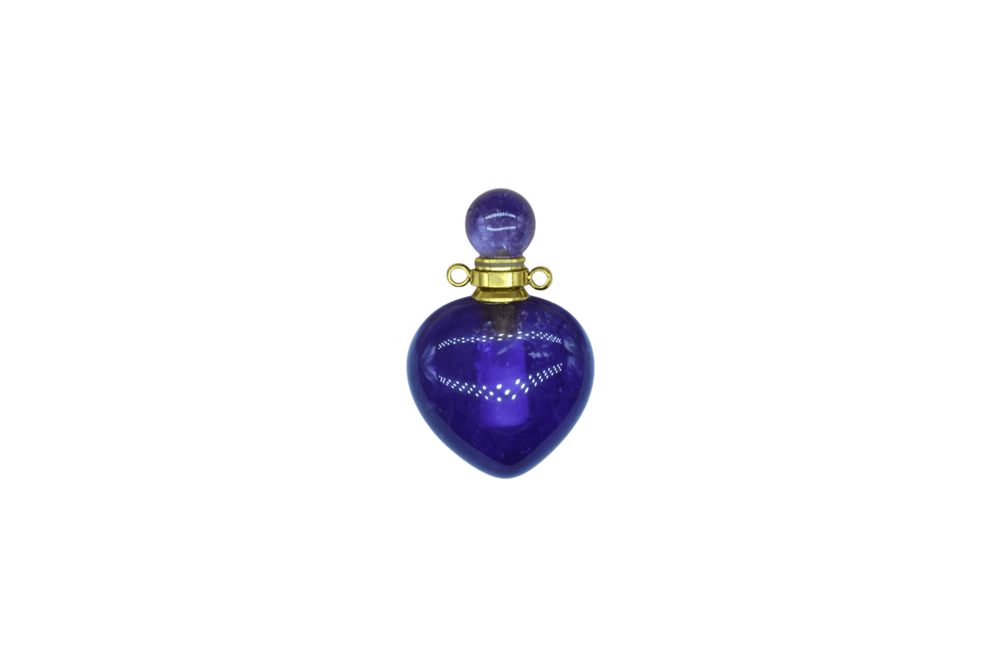Perfumero de cuarzo amatista en forma de corazón