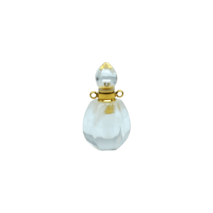 Perfumero de cuarzo cristal en forma de gota con facetas