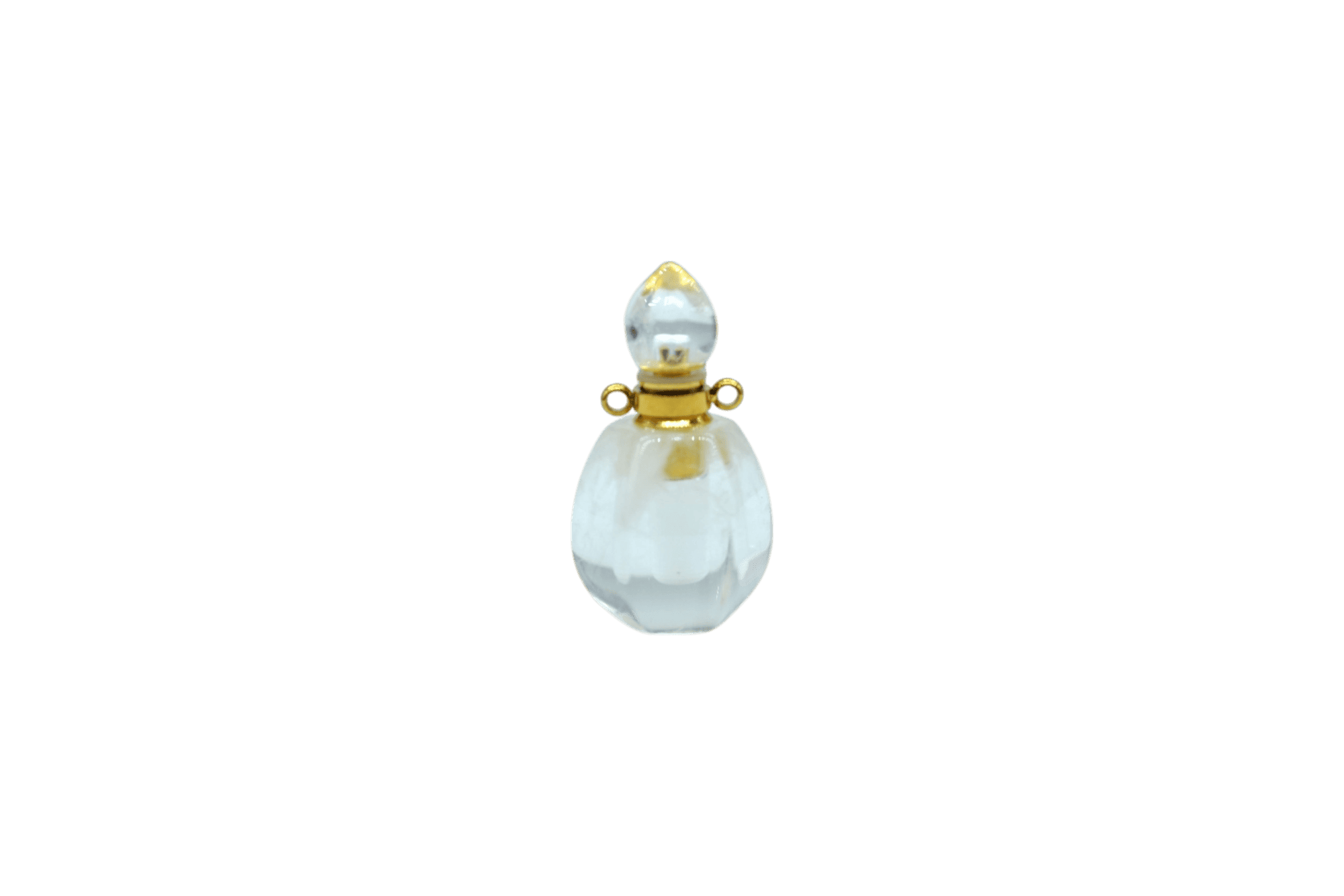 Perfumero de cuarzo cristal en forma de gota con facetas