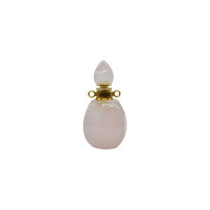 Perfumero de cuarzo rosa en forma de gota con facetas